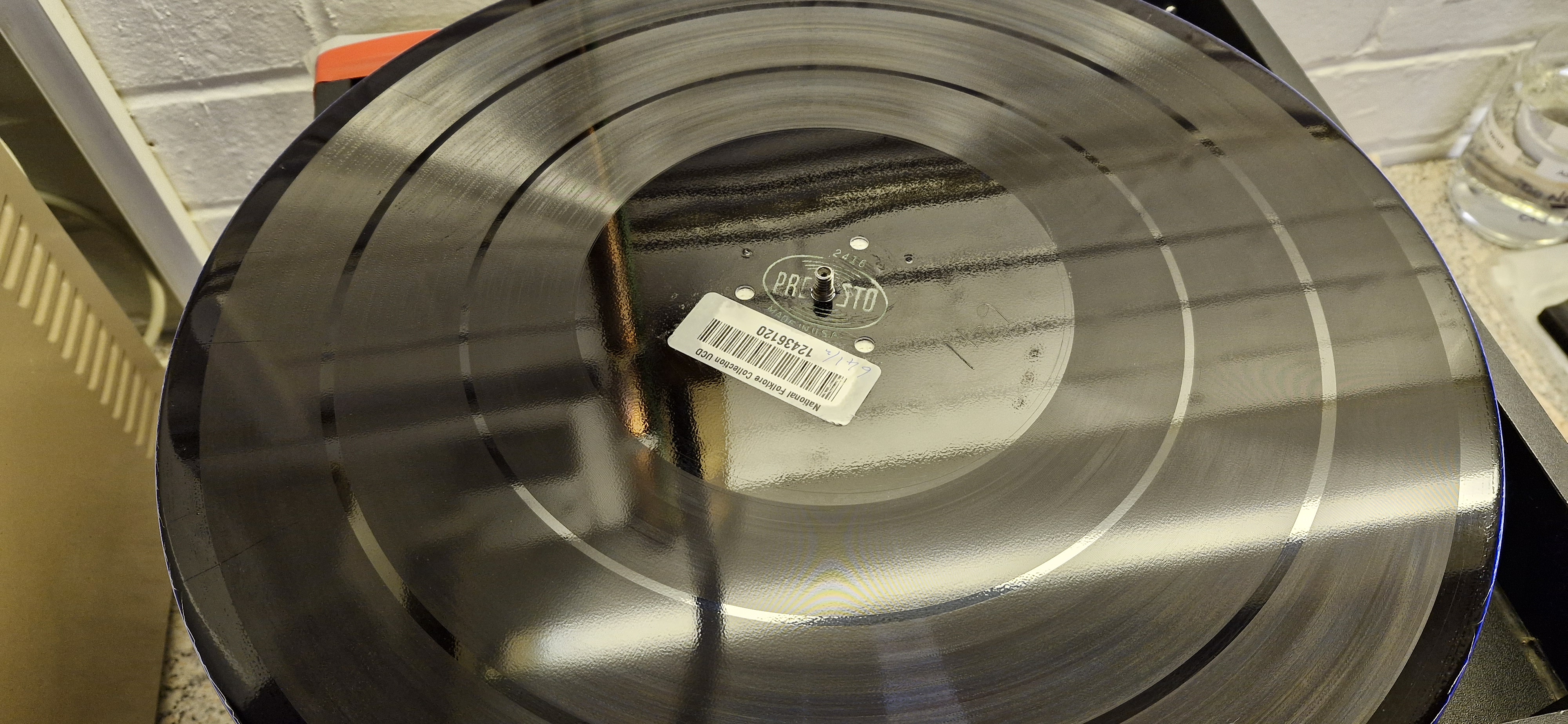 Cleaned acetate disc from the Dublin University National Folk Collection